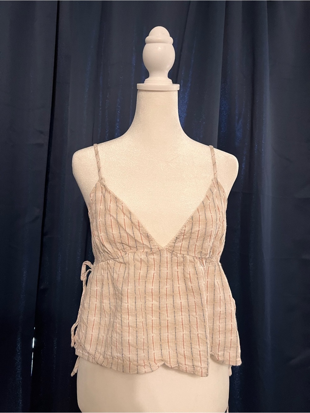 Statement Striped Babydoll Cami Top – Cream Multi – Size L